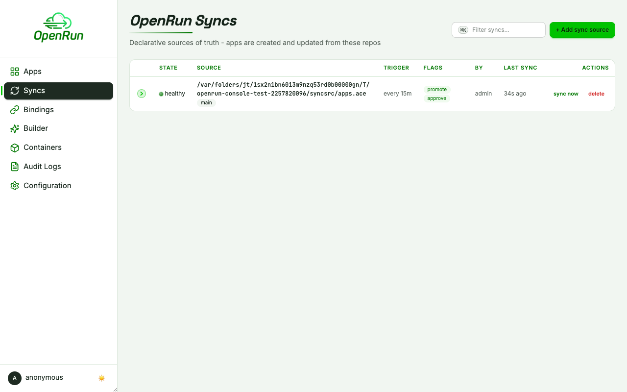 Syncs page with declarative sources