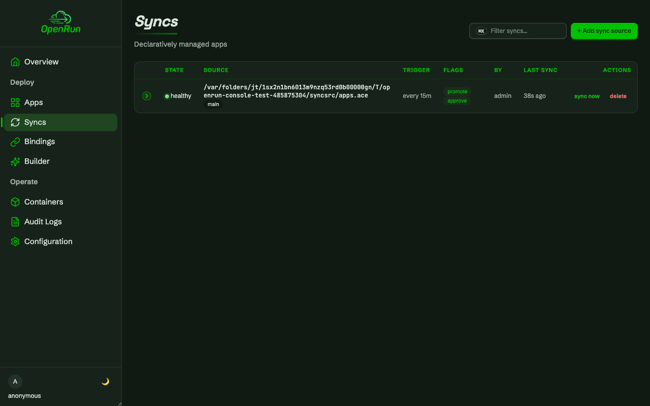 Syncs page with declarative sources