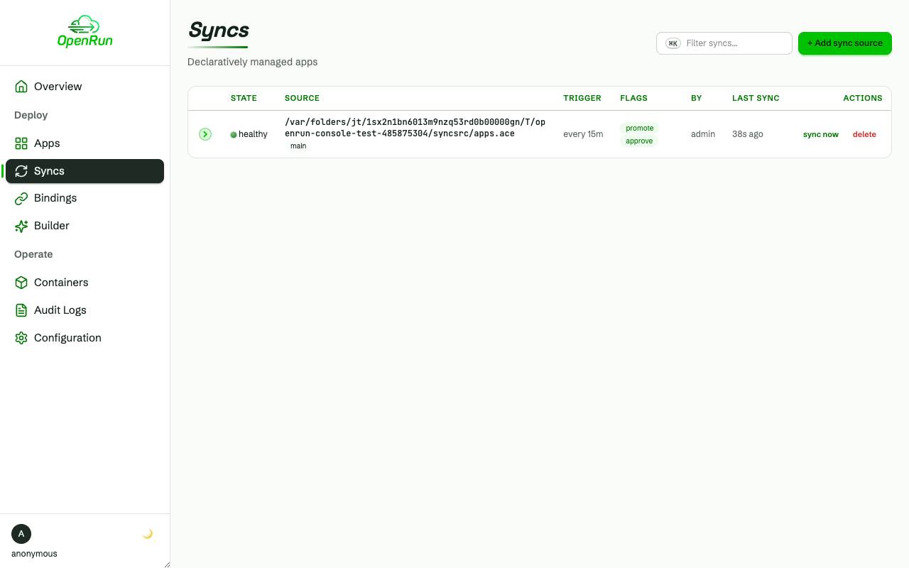 Syncs page with declarative sources