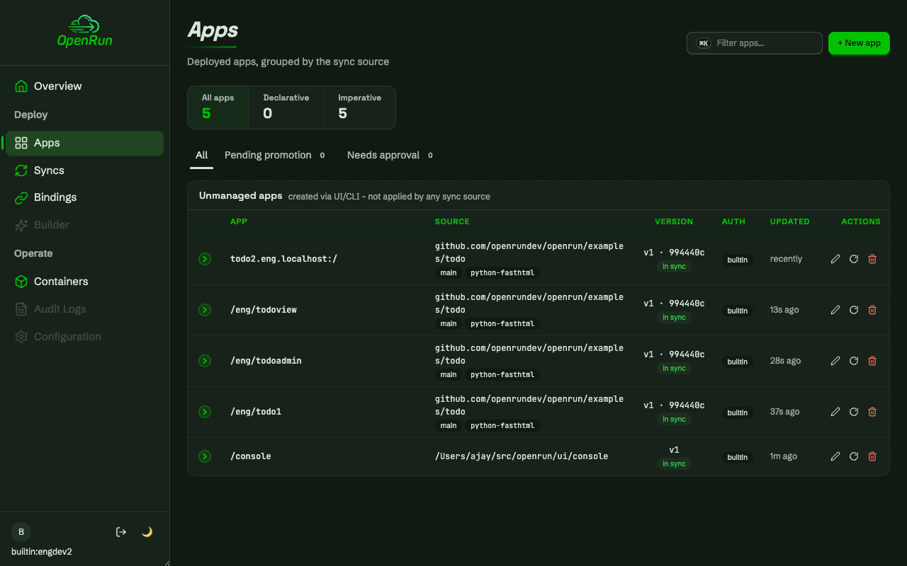Domain app created through the team domain glob target
