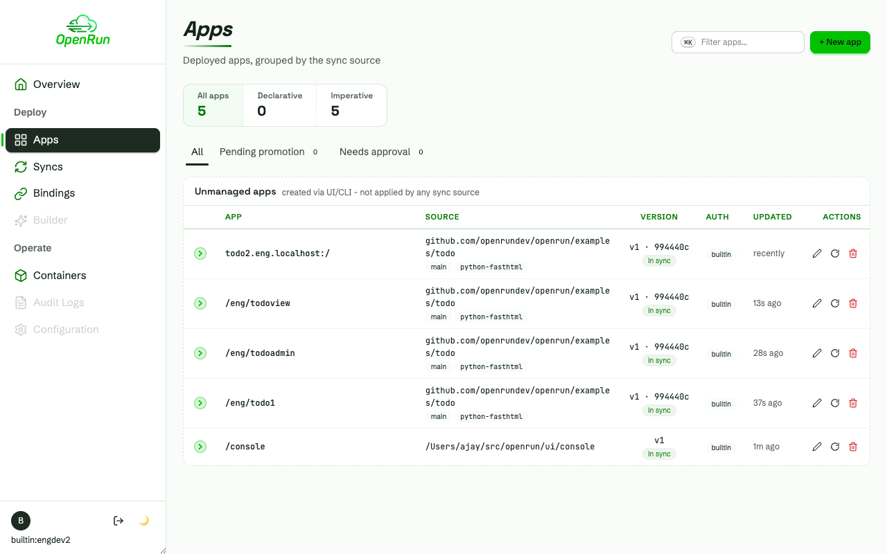 Domain app created through the team domain glob target