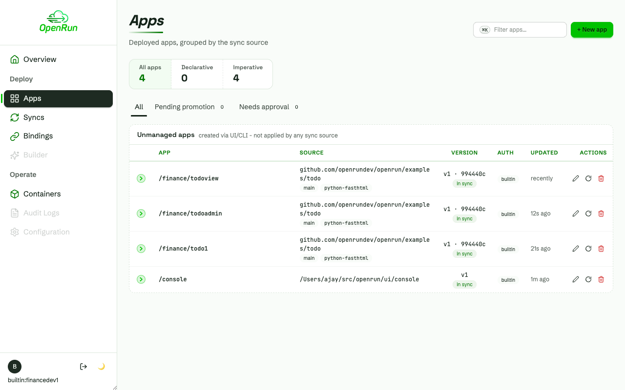 Finance developer creating an app on their derived binding