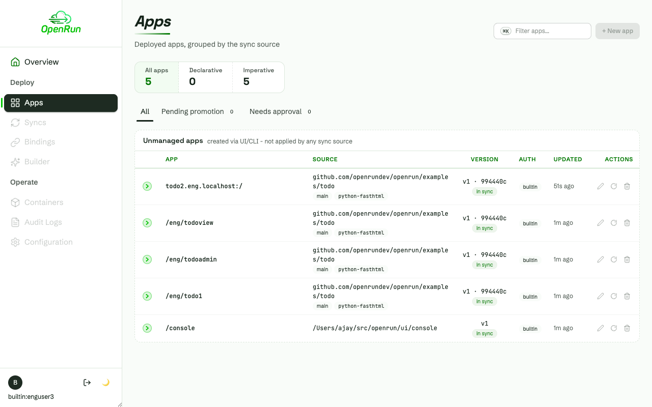 Read-only user with disabled write controls and nav items